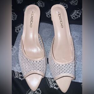 Bebe Women's Beige Mesh Heels